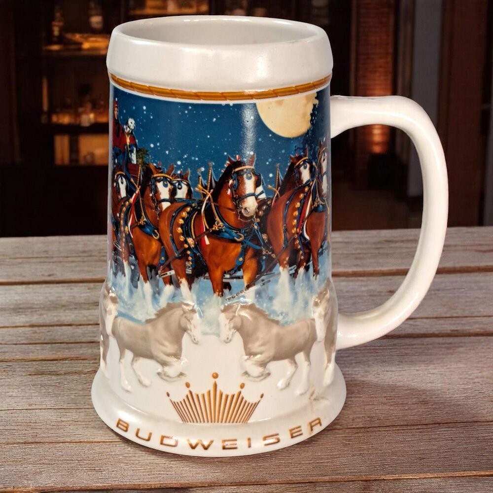 Budweiser 2005 Holiday Christmas Clydesdale Stein CS628 Anheuser-Busch ~ EUC!